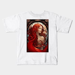 The Red Mermaid - Art Nouveau Kids T-Shirt